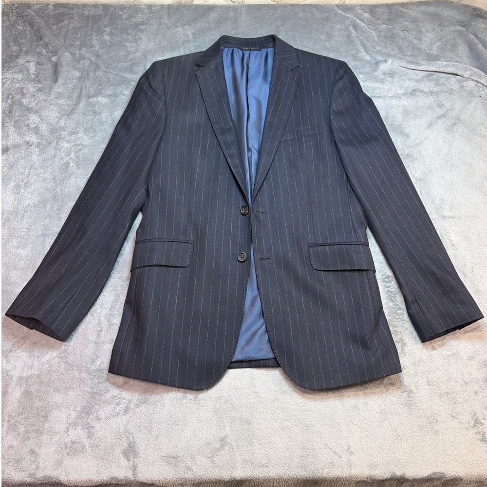 Banana Republic Mens 40R Pinstripe Blazer Navy Wool Cashmere 2-Button Jacket